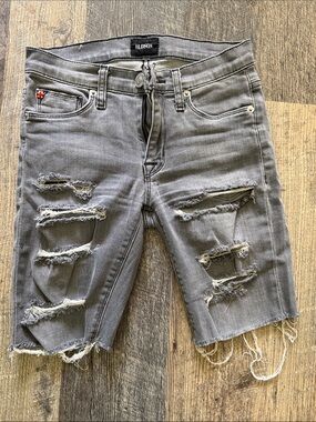 Hudson Jeans Distressed Gray Ripped Denim Shorts
